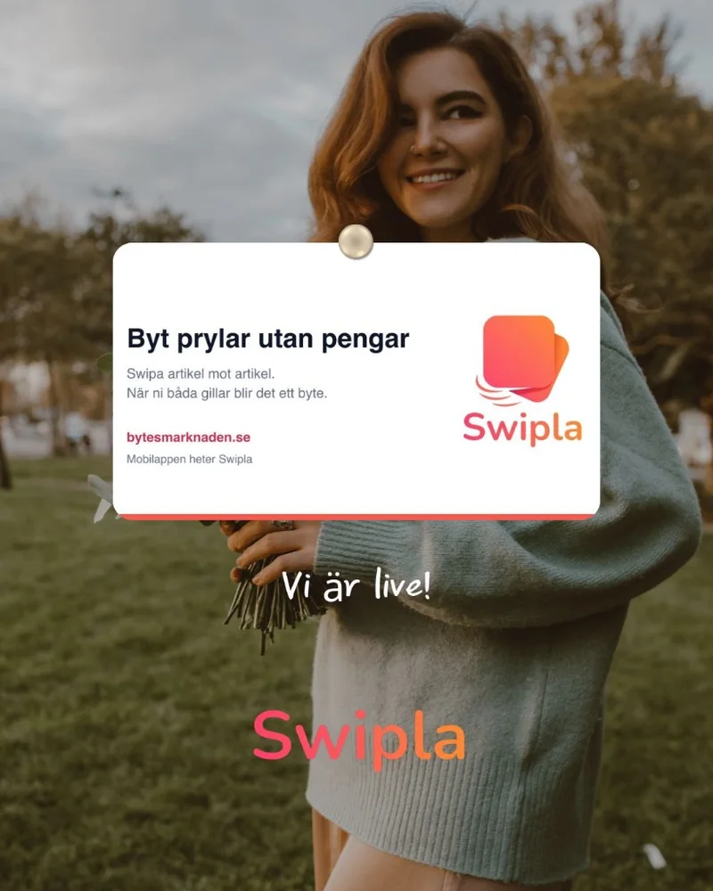 Swipla – byt prylar utan pengar. Vi är live i App Store och Google Play.